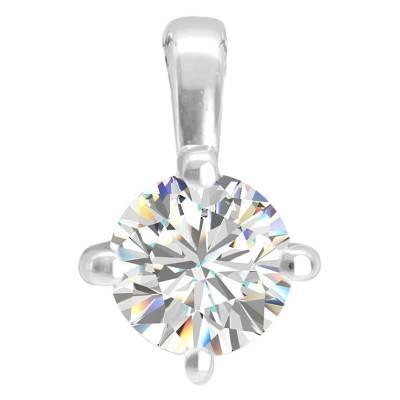 Pendentif Solitaire en Or Blanc 375 & Diamant 0,12 ct - Aurora