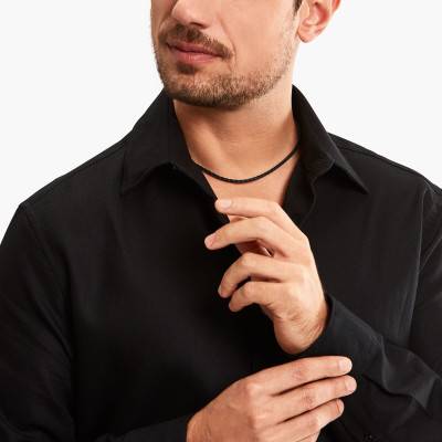 Chaîne Charm en Cuir Noir & Argent 925, Longueur 50 à 95 cm - X0244-134-11 - Thomas Sabo