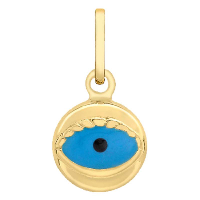 Blue Enamel Evil Eye Pendant & 375 Yellow Gold - Emanessence
