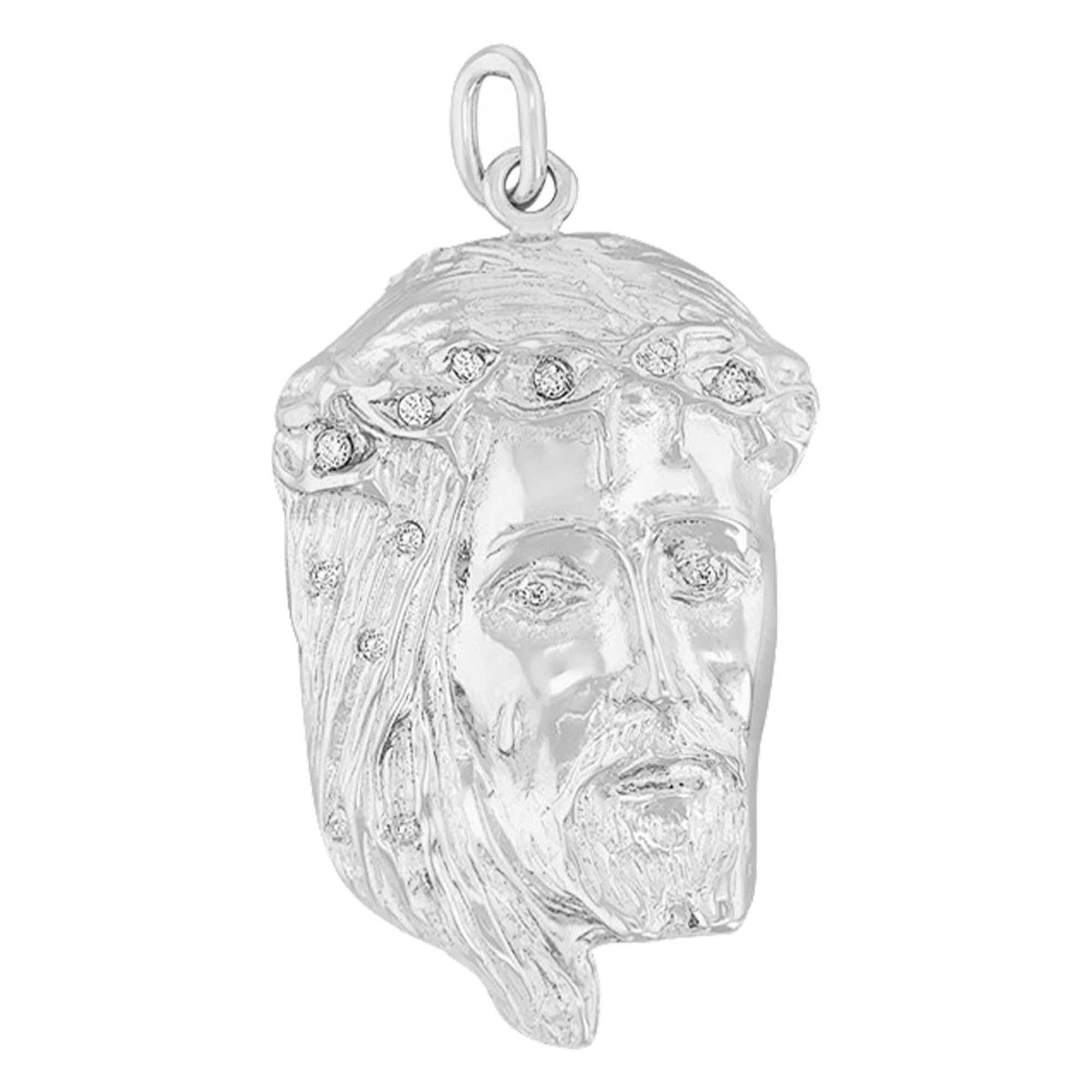 Pendentif Tête de Christ Oxydes Or Blanc Vandona Ocarat