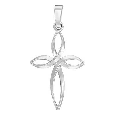 Pendentif croix fleur Or Blanc 375 - Vandona