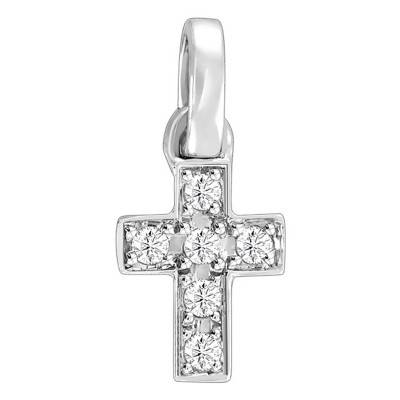 Pendentif Croix Or Blanc 375 ou 750 & Diamants 0.05 carat - Juweel