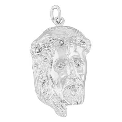 925 Silver Christ Head Pendant with Zirconia - Vandona
