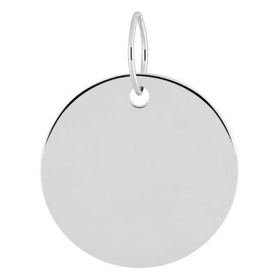 Pendentif Rond à Graver en Or Blanc 375 ou 750, Diamètre 15 mm - Emanessence