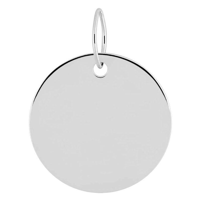 Pendentif Rond à Graver en Or Blanc 375 ou 750, Diamètre 15 mm - Emanessence