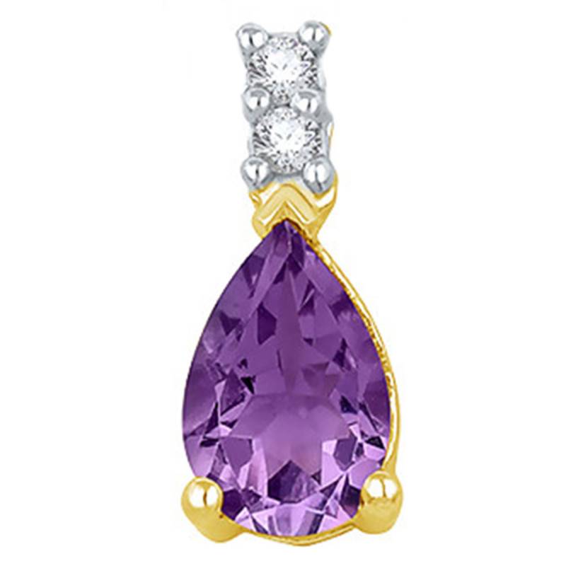 375 Yellow Gold & Pear Amethyst and Diamond Pendant - Aurora