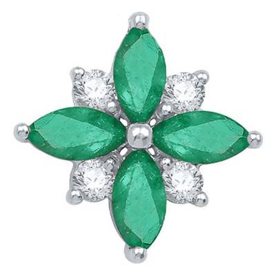 Pendentif Etoile Emeraude & Or Blanc - Aurora