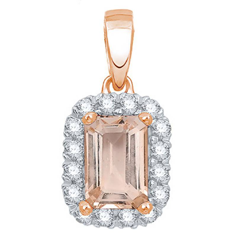 Rose Gold Quadra Pendant with Morganite & Diamonds - Aurora