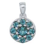 Pendentif Rond London Blue Topaze Or Blanc