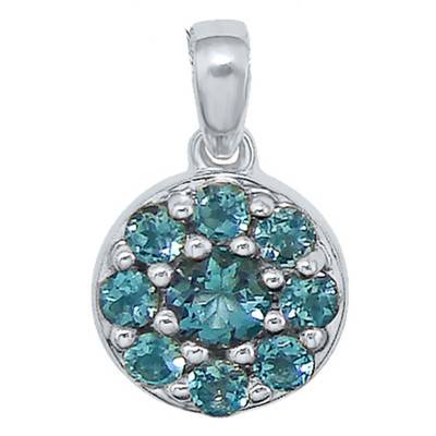 Pendentif Rond de London Blue Topaze & Or Blanc - Aurora