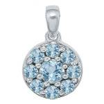 Pendentif Rond Aigue Marine Or Blanc