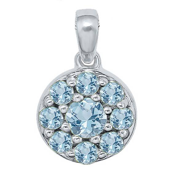 Pendentif En Or Blanc 750/1000 Avec Aigue-marine - Poinçon Tête D'aigle, 3,16g, Occasion