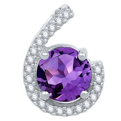 White Gold, Amethyst & Diamond Pendant - Aurora