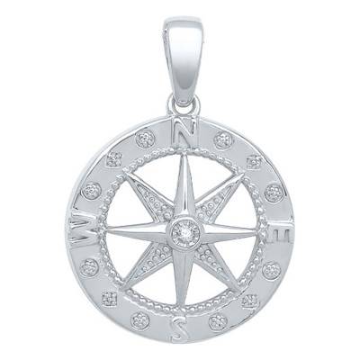Pendentif Rose des Vents Or Blanc & Diamant - Aurora