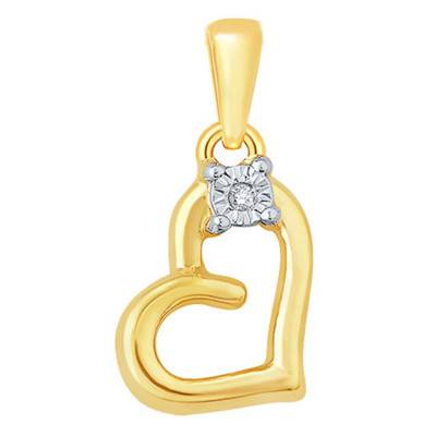 Tilted Heart Yellow Gold & Diamond Pendant - Emanessence