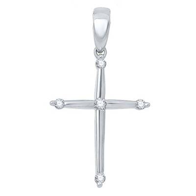 Pendentif Croix, Or blanc & Diamants de 0.04 ct - Aurora