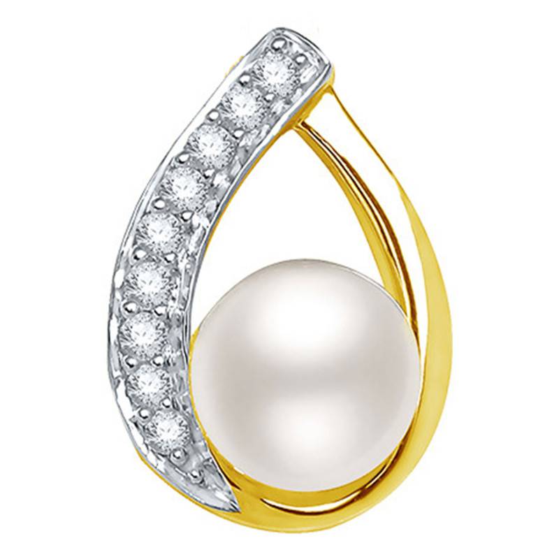 Yellow Gold, Pearl & Diamond Pendant - Emanessence