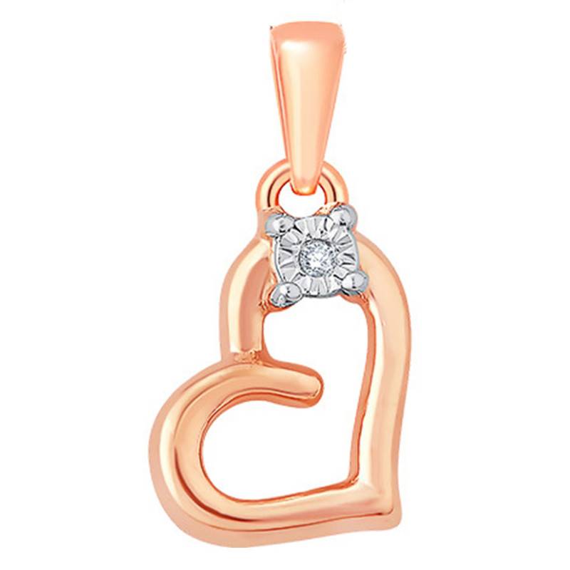 Pendentif Coeur Penché en Or Rose & Diamant - Emanessence