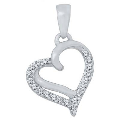 Pendentif Cœur, Or blanc & Diamants 0.05 ct - Aurora