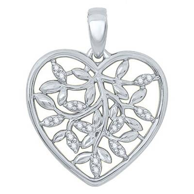 Pendentif Coeur Or Blanc & Diamants - Aurora
