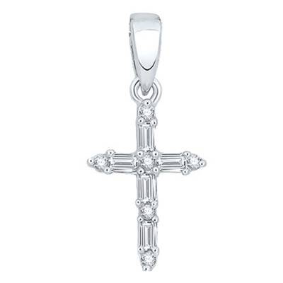 Pendentif Croix, Or blanc & Diamants de 0.10 ct - Aurora