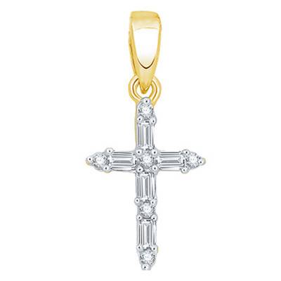 Pendentif Croix en Or Jaune & Diamants 0,10 ct - Emanessence