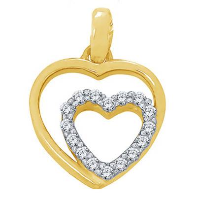 Pendentif Coeur en Or Jaune & Diamants 0,04 ct - Emanessence