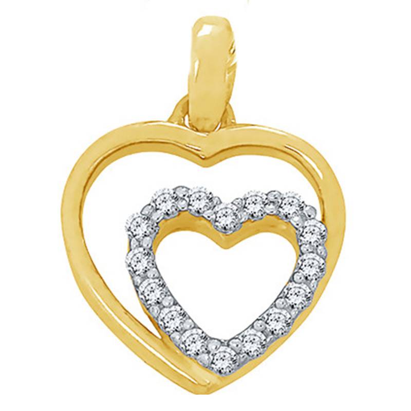 Pendentif Coeur en Or Jaune & Diamants 0,04 ct - Emanessence
