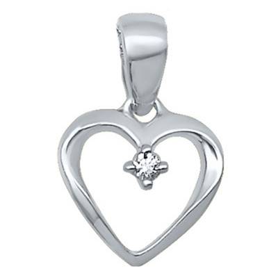 Pendentif Cœur, Or blanc & Diamant 0.01 ct - Aurora