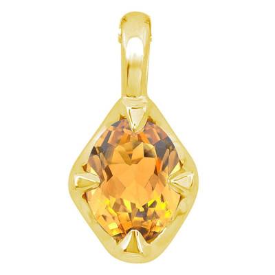 Pendentif Ovale Citrine Or Jaune - Aurora