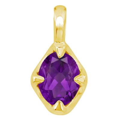 Yellow Gold & Amethyst Diamond-Shape Pendant - Aurora