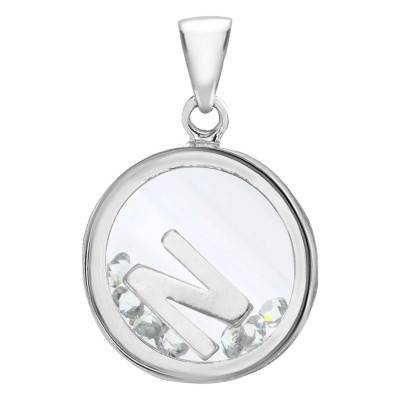 Pendentif Lettre N en Argent 925 & Zircones - Emanessence