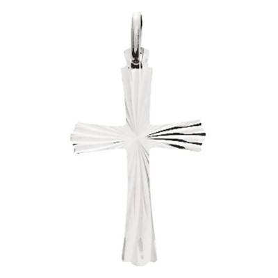 925 Sterling Silver Striated Cross Pendant - Murat Paris
