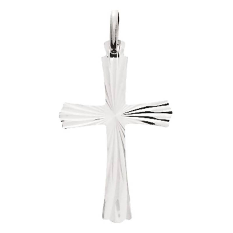 925 Sterling Silver Striated Cross Pendant - Murat Paris