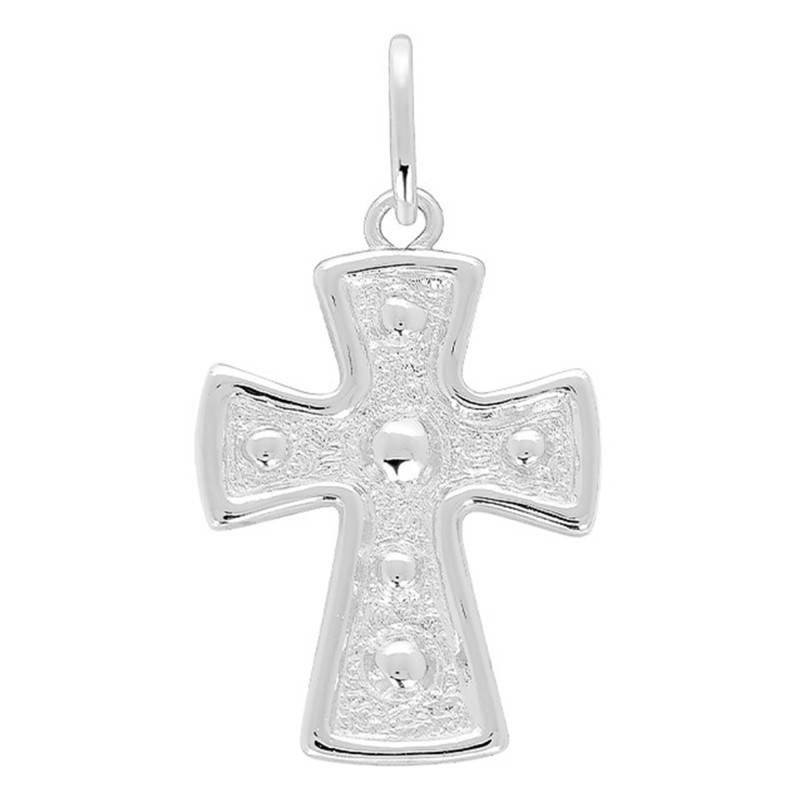 925 Sterling Silver Frosted Templar Cross Pendant - Murat Paris