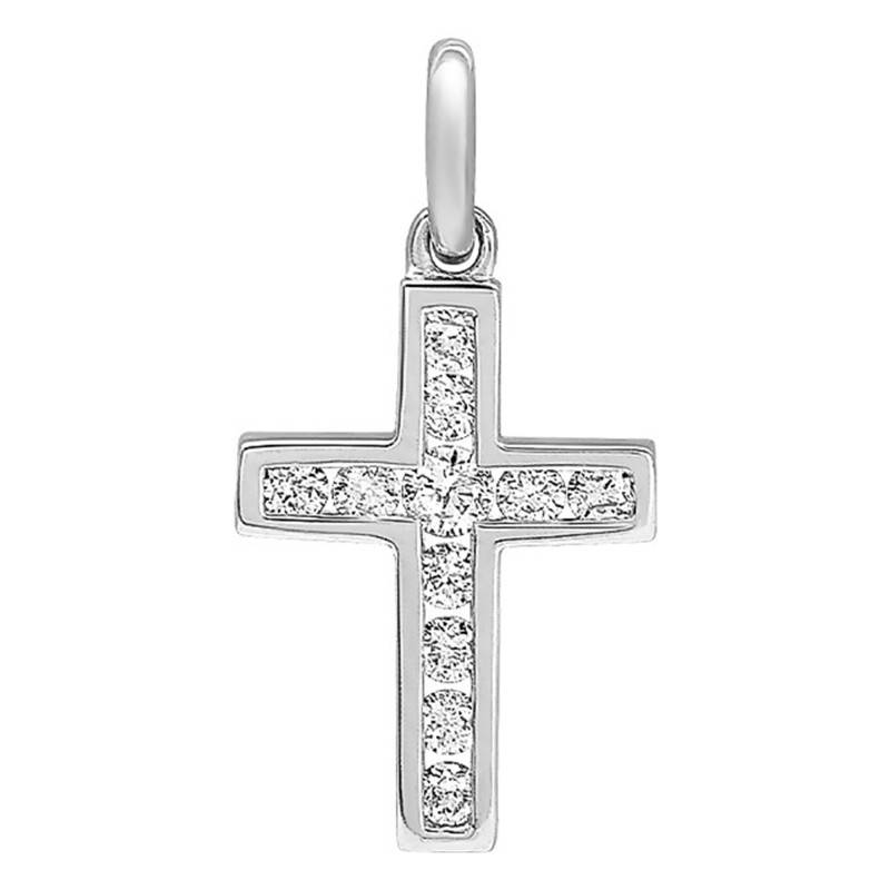 750/1000 White Gold & Diamond Cross Pendant 0.20 ct - Murat Paris