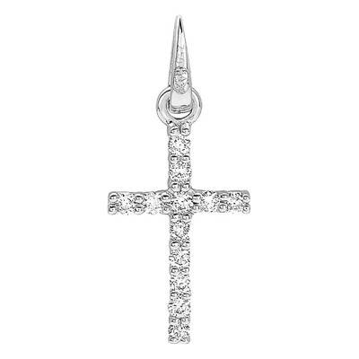 Croix Or Blanc 750 diamants 0,10 carat - Murat Paris
