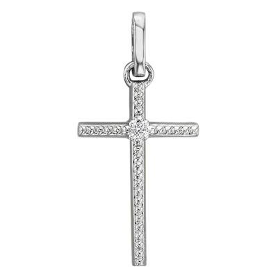 Croix Diamantée Or Blanc 750 - Joelli