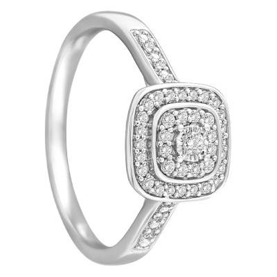 White Gold 750/1000 Gabriela Accompanied Engagement Ring with Square Diamonds - Alliantine