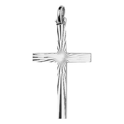 925 Silver Striped Cross Pendant - Murat Paris