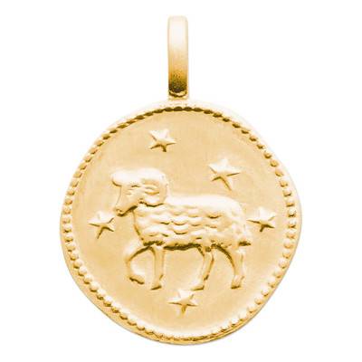 Pendentif Etoile Bélier Plaqué Or, Diamètre 14 mm - Naïades