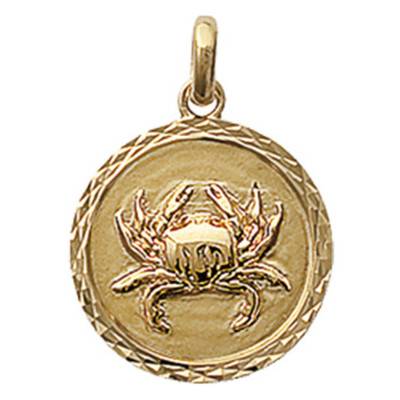 Yellow Gold-Plated Cancer Zodiac Sign Pendant, 17 mm Diameter - Naïades