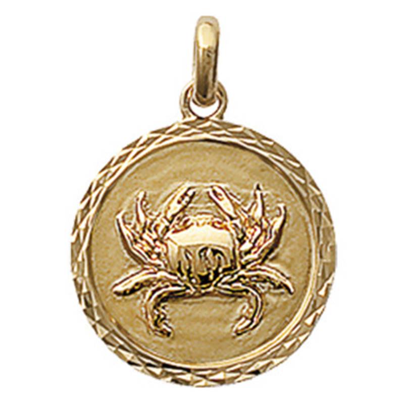 Yellow Gold-Plated Cancer Zodiac Sign Pendant, 17 mm Diameter - Naïades