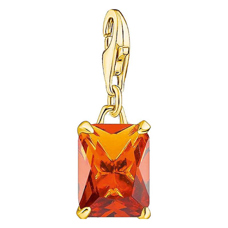 18K Yellow Gold-Plated Charm Pendant With Large Orange Stone - 1868-472-4 - Thomas Sabo