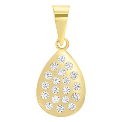 Yellow Gold 375 or 750 & Cubic Zirconia Teardrop Pendant - Vandona