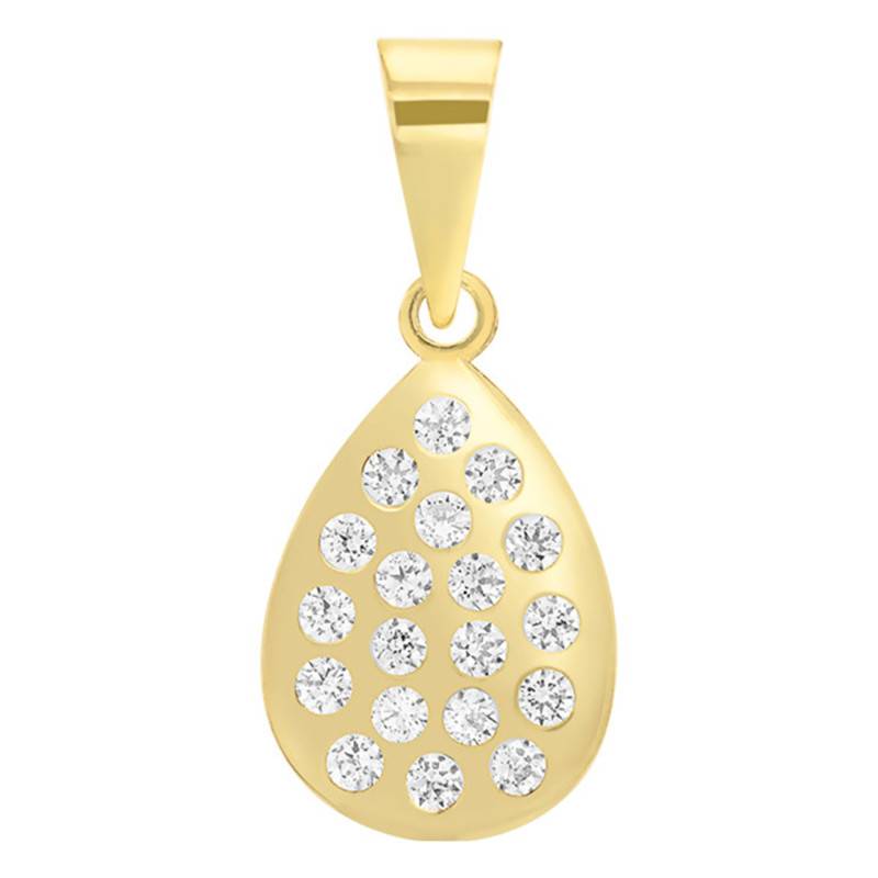 Yellow Gold 375 or 750 & Cubic Zirconia Teardrop Pendant - Vandona