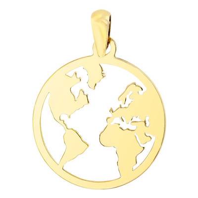 Yellow Gold 375 or 750 World Map Pendant - Vandona