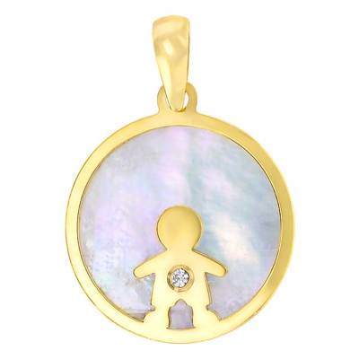 Yellow Gold & Mother-of-Pearl Boy Pendant - Vandona