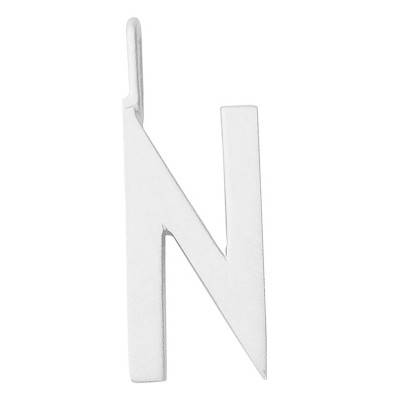 925 Silver Letter N Charm Pendant - Design Letters