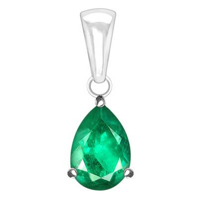 375 or 750/1000 White Gold & Pear Emerald Pendant - Aurora